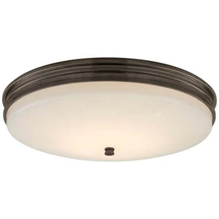 Visual Comfort Launceton 17" LED Medium Flush Mount with White Glass by E. F. Chapman Bronze