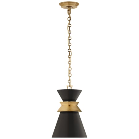 Visual Comfort Alborg 10" Small Stacked Pendant by E.F. Chapman Antique Burnished Brass / Matte Black