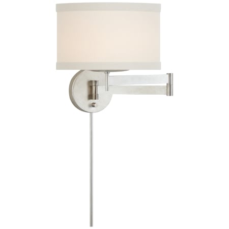 Visual Comfort Walker 12" Swing Arm Sconce with Linen Shade by kate spade NEW YORK Burnished Silver Leaf