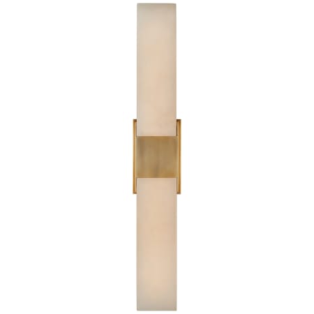Visual Comfort Covet 26" Double Box Sconce with Alabaster Shades by Kelly Wearstler Antique Burnished Brass