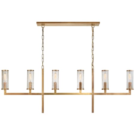 Visual Comfort Liaison 62" Large Linear Chandelier with Crackle Glass by Kelly Wearstler Antique Burnished Brass