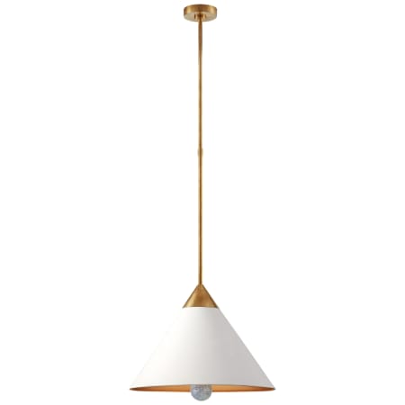 Visual Comfort Cleo 20" Pendant in with Frosted Acrylic by Kelly Wearstler Antique Burnished Brass / White