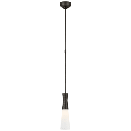 Visual Comfort Utopia 14" Small Pendant with White Glass by Kelly Wearstler Aged Iron