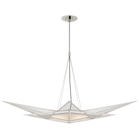 Visual Comfort Ori 55" Medium Linear LED Chandelier with Clear Lined Glass by Kelly Wearstler Polished Nickel