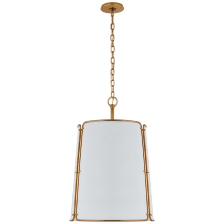 Visual Comfort Hastings 37" Large Pendant with Shade by Carrier and Company Hand Rubbed Antique Brass / White