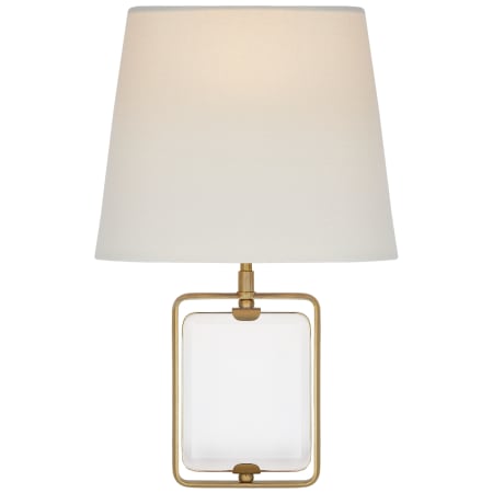 Visual Comfort Henri 16" Framed Jewel Sconce in Crystal with Linen Shade by Suzanne Kasler Crystal / Hand Rubbed Antique Brass