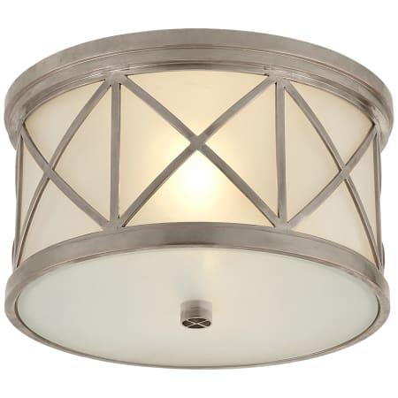 Visual Comfort Montpelier 11" Small Flush Mount with Frosted Glass by Suzanne Kasler Antique Nickel