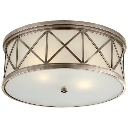 Visual Comfort Montpelier 16" Large Flush Mount with Frosted Glass by Suzanne Kasler Antique Nickel