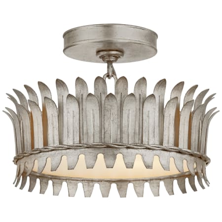 Visual Comfort Leslie 2 Light 12" Wide Semi-Flush Drum Ceiling Fixture Burnished Silver Leaf