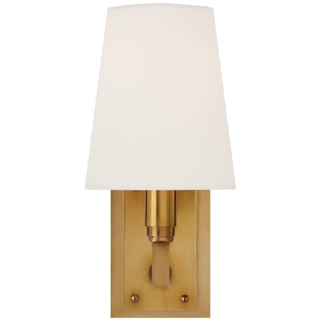 Visual Comfort Watson 11" Small Sconce with Linen Shade by Thomas O'Brien Hand Rubbed Antique Brass