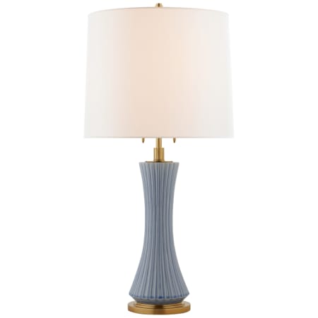 Visual Comfort Elena 32" Large Table Lamp with Linen Shade by Thomas O'Brien Polar Blue Crackle