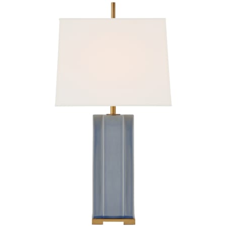 Visual Comfort Niki 26" Medium Table Lamp with Linen Shade by Thomas O'Brien Polar Blue Crackle