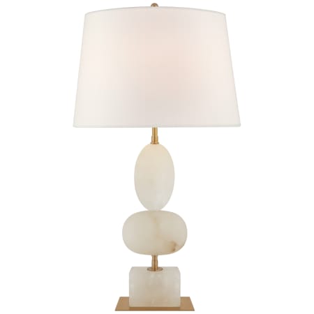 Visual Comfort Dani 28" Medium Table Lamp in Alabaster with Linen Shade by Thomas O'Brien Alabaster