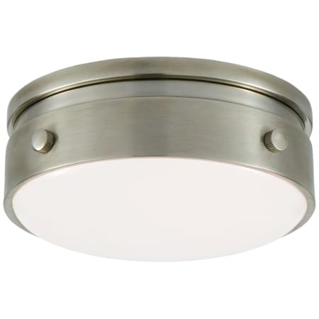 Visual Comfort Hicks 6" Solitaire LED Flush Mount with White Glass by Thomas O'Brien Antique Nickel