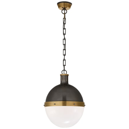 Visual Comfort Hicks 13" Large Pendant with White Glass by Thomas O'Brien Bronze with Antique Brass