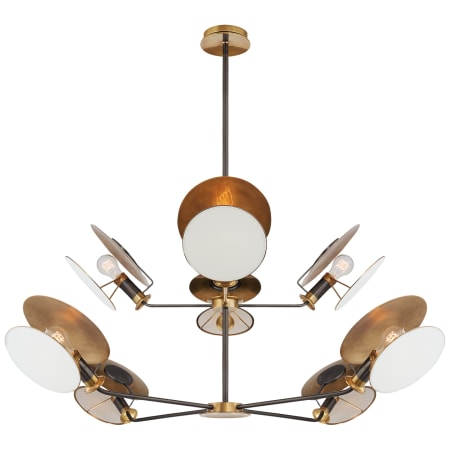 Visual Comfort Osiris 54" Large Reflector Chandelier with Linen Diffusers by Thomas O'Brien Bronze / Hand Rubbed Antique Brass