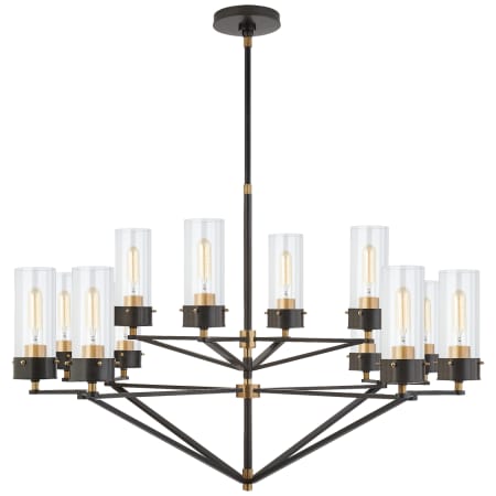 Visual Comfort Marais 45" Large Chandelier with White Glass by Thomas O'Brien Bronze / Hand Rubbed Antique Brass / Clear Glass