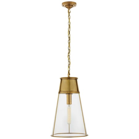 Visual Comfort Robinson 12" Large Pendant by Thomas O'Brien Hand Rubbed Antique Brass / Clear Glass