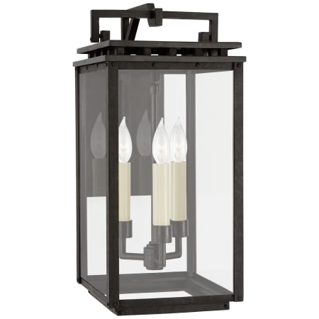 Visual Comfort Cheshire 16" Small Bracketed Wall Lantern in Aged Iron with Clear Glass by Chapman & Myers Aged Iron