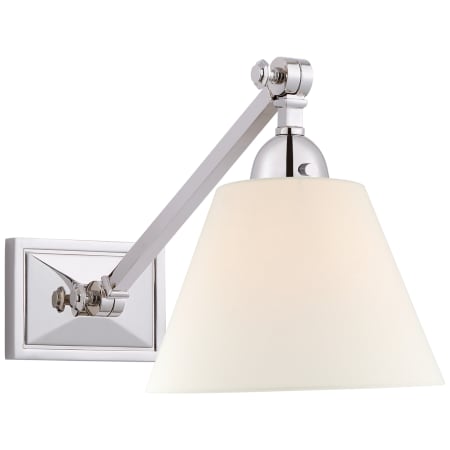 Visual Comfort Jane 10" Library Plug-In Wall Light with Linen Shade by Alexa Hampton Polished Nickel