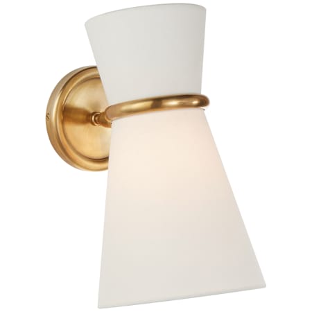 Visual Comfort Clarkson 12" Small Single Pivoting Sconce with Linen Shade by AERIN Hand-Rubbed Antique Brass