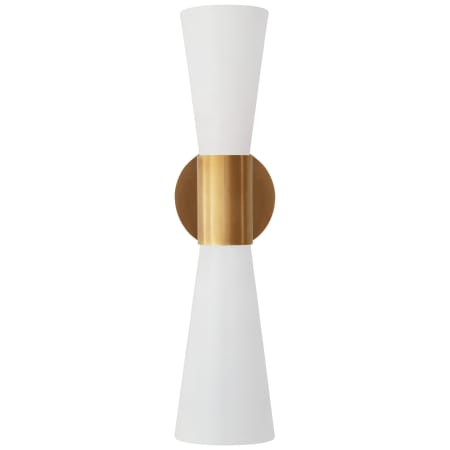 Visual Comfort Clarkson 18" Medium Narrow Sconce by AERIN Hand Rubbed Antique Brass / White
