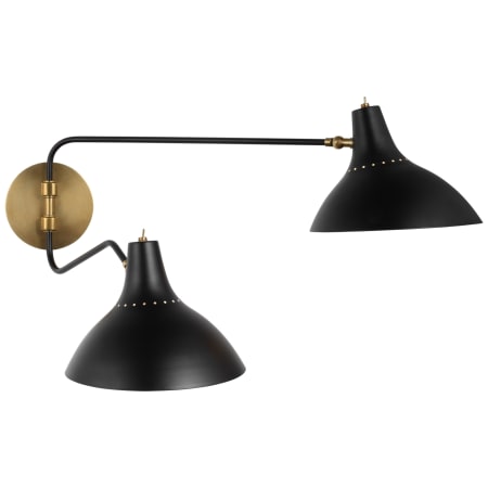Visual Comfort Charlton 15" Medium Double Plug-In Wall Light by AERIN Black / Hand Rubbed Antique Brass