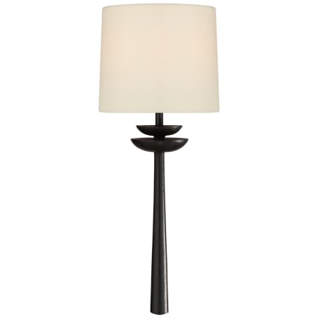 Visual Comfort Beaumont 19" Medium Tail Sconce with Linen Shade by AERIN Aged Iron