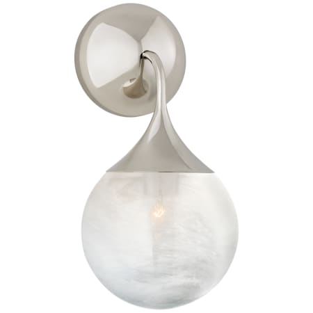 Visual Comfort Cristol 12" Small Single Sconce with White Strie Glass by AERIN Polished Nickel