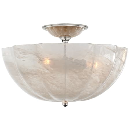 Visual Comfort Rosehill 16" Semi-Flush with White Strie Glass by AERIN Polished Nickel