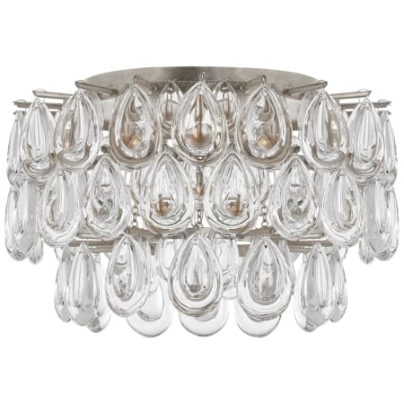 Visual Comfort Liscia 15" Small Flush Mount with Crystal by AERIN Burnished Silver Leaf