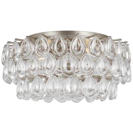 Visual Comfort Liscia 19" Medium Flush Mount with Crystal by AERIN Burnished Silver Leaf