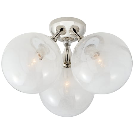 Visual Comfort Cristol 15" Large Triple Flush Mount with White Strie Glass by AERIN Polished Nickel