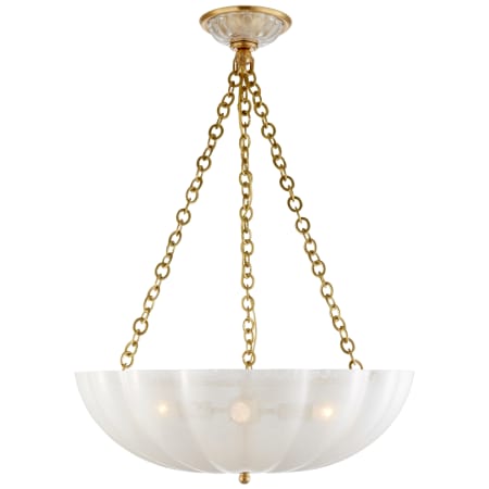 Visual Comfort Rosehill 21" Large Chandelier with White Strie Glass by AERIN Hand Rubbed Antique Brass
