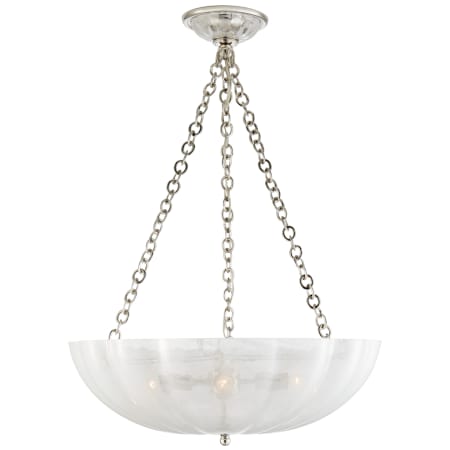 Visual Comfort Rosehill 21" Large Chandelier with White Strie Glass by AERIN Polished Nickel