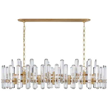 Visual Comfort Bonnington 55" Large Linear Chandelier with Crystal by AERIN Hand-Rubbed Antique Brass / Crystal