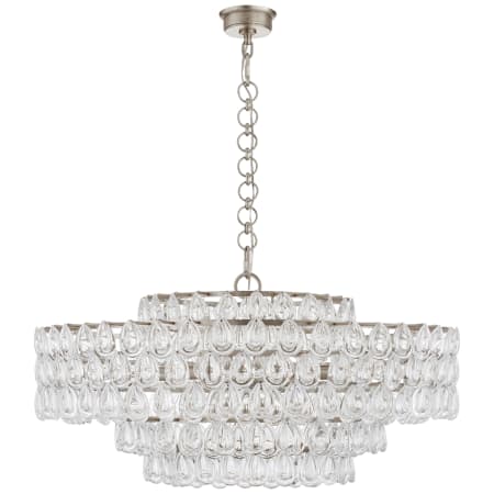 Visual Comfort Liscia 36" Large Chandelier with Crystal by AERIN Burnished Silver Leaf