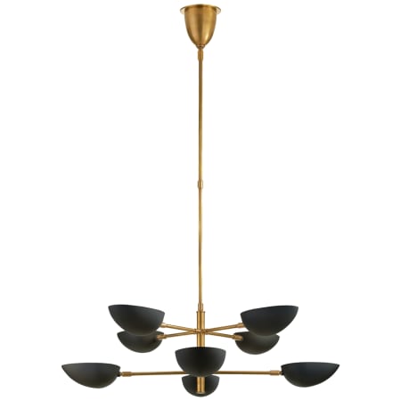 Visual Comfort Graphic 38" Large Two Tier Chandelier by AERIN Hand Rubbed Antique Brass / Black