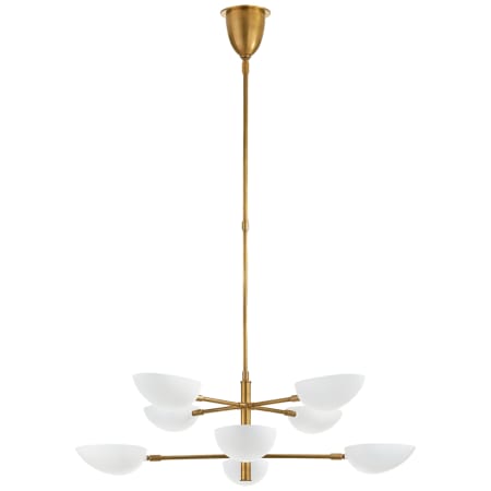 Visual Comfort Graphic 38" Large Two Tier Chandelier by AERIN Hand Rubbed Antique Brass / White