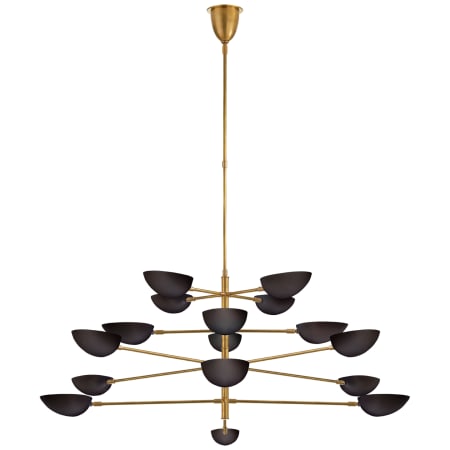 Visual Comfort Graphic 63" Four Tier Chandelier by AERIN Hand Rubbed Antique Brass / Black
