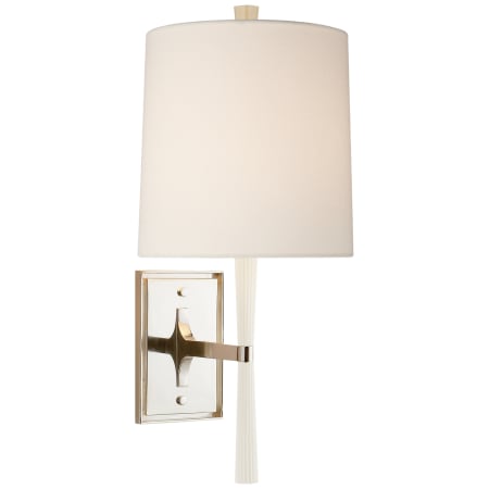 Visual Comfort Refined Rib 17" Sconce with Linen Shade by Barbara Barry China White / Polished Nickel