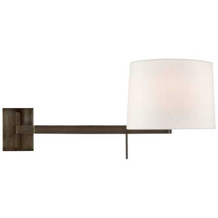 Visual Comfort Sweep 13" Medium Left Articulating Plug-In Wall Sconce with Linen Shade by Barbara Barry Bronze