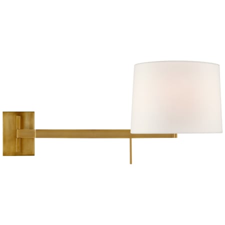 Visual Comfort Sweep 13" Medium Left Articulating Plug-In Wall Sconce with Linen Shade by Barbara Barry Soft Brass