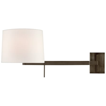 Visual Comfort Sweep 13" Medium Right Articulating Plug-In Wall Sconce with Linen Shade by Barbara Barry Bronze