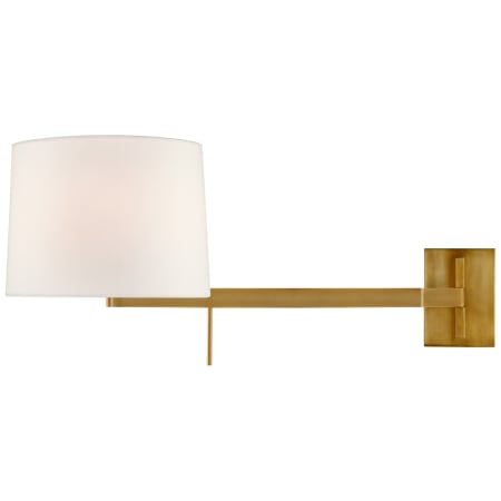 Visual Comfort Sweep 13" Medium Right Articulating Plug-In Wall Sconce with Linen Shade by Barbara Barry Soft Brass
