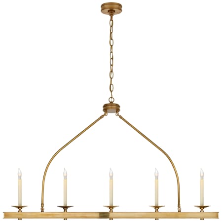 Visual Comfort Launceton 52" Large Linear Chandelier by E.F. Chapman Antique Burnished Brass