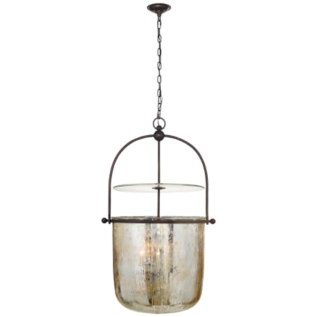 Visual Comfort Lorford 43" Large Smoke Bell Lantern with Mercury Glass by E.F. Chapman Aged Iron