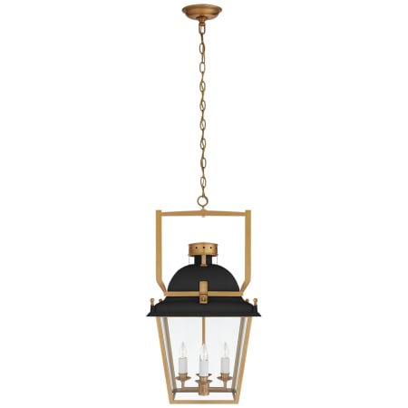 Visual Comfort Coventry 28" Small Lantern with Clear Glass by Chapman & Myers Matte Black / Antique Burnished Brass