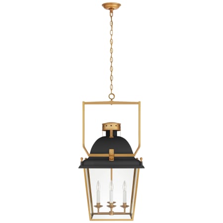 Visual Comfort Coventry 37" Medium Lantern with Clear Glass by Chapman & Myers Matte Black / Antique Burnished Brass