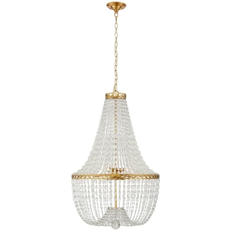 Visual Comfort Linfort 24" Basket Form Chandelier with Clear Glass Trim by E.F. Chapman Antique Burnished Brass